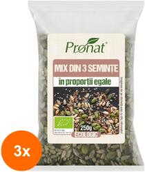 Pronat Foil Pack Set 3 x Mix din 3 Seminte BIO, Dovleac, Floarea Soarelui si In, 250 g, Pronat