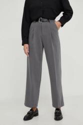 Answear Lab pantaloni femei, culoarea gri, drept, high waist BMYX-SPD02M_90X
