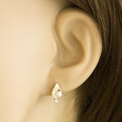 Ekszer Eshop Gyémánt fülbevaló 14K aranyból, kétszínű szem, átlátszó gyémánt és fehér gyöngy