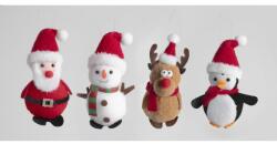 Yala Design Textil akasztós karácsonyi figurák mikulás sapkában 4db/szet (068358)
