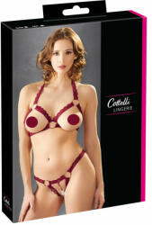 Cottelli Collection - fém gyűrűs, nyitott melltartó szett (piros) (22130103121) - sexshopcenter