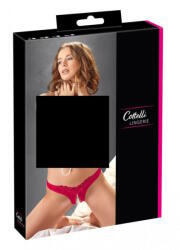 Cottelli Collection - gyöngyös, nyitott virágos női bugyi (piros) (23216533041) - sexshopcenter