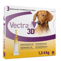 Ceva Nou Deparazitare externa pentru caini VECTRA 3D DOG, 1, 5 - 4 KG - set 3 pipete