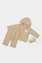 BabyCosy Set bluza cu gluga si pantaloni, Winter muselin, 100% bumbac - Apricot, BabyCosy (BC-CSYM7035)