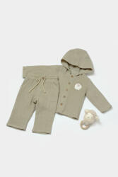 BabyCosy Set bluza cu gluga si pantaloni, Winter muselin, 100% bumbac - Verde, BabyCosy (BC-CSYM7034)