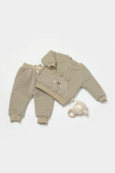 BabyCosy Set bluza cu buzunar si pantaloni Ursulet, Winter muselin, 100% bumbac dublat - Verde, BabyCosy (BC-CSYM7031)