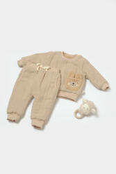 BabyCosy Set bluza dublata si pantaloni Ursulet, Winter muselin, 100% bumbac - Apricot, BabyCosy (BC-CSYM7029)