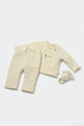 BabyCosy Set bluza dublata si pantaloni, Winter muselin, 100% bumbac - Stone, BabyCosy (BC-CSYM7021)
