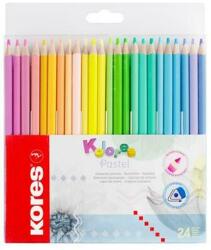Kores Színes ceruza készlet, háromszögletű, KORES Kolores Pastel, 24 pasztell szín