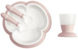 BabyBjörn - Set hranire: farfurie, lingurita, furculita si pahar pentru bebe, Powder Pink Set pentru masa bebelusi