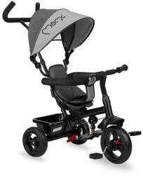 MoMi Tricicleta 5 in 1, MoMi IRIS Grey, Scaun rotativ 360Ã‚Â°, Suport pentru picioare detasabil, Maner telescopic, Cos pentru jucarii, Materiale usor de curatat - mama