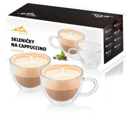 ETA Set 2 cesti pentru cappuccino ETA5180 92010, 230 ml, pereti dubli din sticla borosilicata (ETA518092010) - mirgo-shop