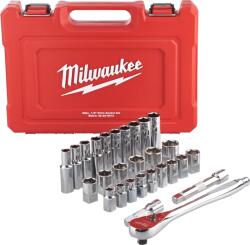 Milwaukee Set 28 chei tubulare si antrenor cu clichet 1/2 Milwaukee (MLW4932471864)
