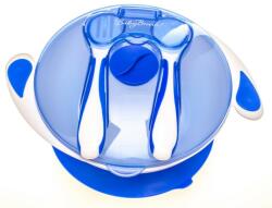 Baby Bruin tapadókorongos tányér tetővel és evőeszközzel, kék