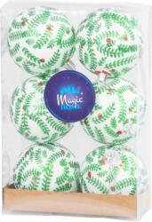 MagicHome MagicHome karácsonyi gömbök, 6 db, fehér csillámos díszítéssel, matt, dekorációval, karácsonyfára, 8 (ST8091512)
