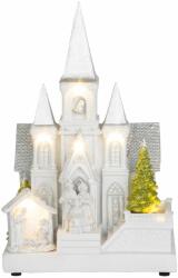 MagicHome MagicHome karácsonyi dekoráció, Templom Betlehemmel, 6 LED fehér, 3x AA, belső, 17 x 13 x 25 cm (ST8090810A)