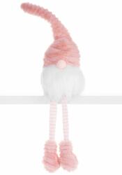 MagicHome MagicHome karácsonyi szobor, Manó hosszú lábbal, szövet, rózsaszín-fehér, 14, 5 x 13, 5 x 42 cm (ST8091217)