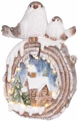 MagicHome MagicHome karácsonyi dekoráció, Madarak házakkal, LED, kerámia, 3x AAA, 33, 3 x 16, 5 x 47 cm (ST8091412)