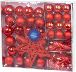 MagicHome MagicHome karácsonyi gömbök, készlet, 50 db, 4-5 cm, piros, csillag, füzér, toboz, karácsonyfára (ST8091507)