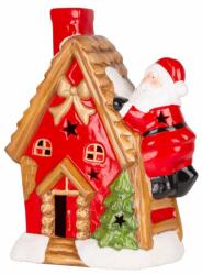MagicHome MagicHome karácsonyi dekoráció, Házikó Mikulással a tetőn, LED, terrakotta, felfüggesztő, 2x AAA, 27 (ST8091313)
