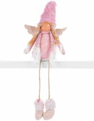 MagicHome MagicHome karácsonyi szobor, Angyal szőke copfokkal szoknyával, szövet, rózsaszín-barna, 17, 5 x 10 x (ST8091239)