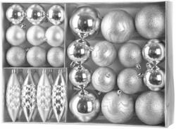 MagicHome MagicHome karácsonyi gömbök, készlet, 31 db, ezüst, karácsonyfára (ST8091061)