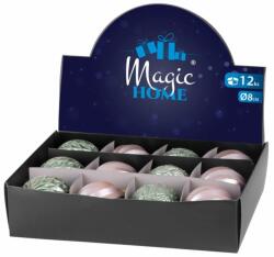 MagicHome MagicHome karácsonyi gömbök, 12 db, 8 cm, rózsaszín-zöld, karácsonyfára (ST8091070)