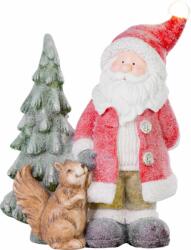 MagicHome MagicHome karácsonyi dekoráció, Mikulás mókussal és karácsonyfával, 1 LED, 2x AAA, kerámia, 35, 5 x 2 (ST8090955)