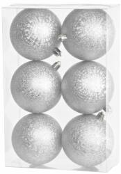 MagicHome MagicHome karácsonyi gömbök, 6 db, ezüst, karácsonyfára, 8 cm (ST8091504)