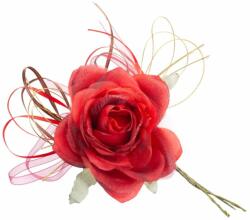 MagicHome virág, rózsa, piros, szár, virágméret: 10 cm, virághossz: 18 cm, 6db/csomag (ST8090531)