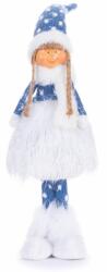 MagicHome MagicHome karácsonyi szobor, Lány sűrű szoknyával, szövet, kék-szürke, 14 x 11 x 51 cm (ST8091240)