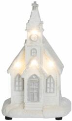 MagicHome MagicHome karácsonyi dekoráció, Fehér templom, 4 LED meleg fehér, 2x AAA, belső, 10 x 9 x 17 cm, ter (ST8090812)