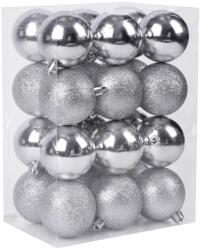 MagicHome MagicHome karácsonyi gömbök, 24 db, ezüst, mix, karácsonyfára, 6 cm (ST2171338)