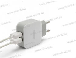 USB Hálózati adapter, fehér, 2xUSB, 5V, 2, 1A (55045-2WH) (55045-2WH)