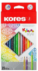 Kores Színes ceruza készlet, háromszögletű, KORES "Kolores Style", 15 k (IK93310)