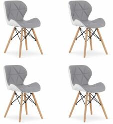 ARTOOL Set 4 scaune stil scandinav, Artool, Lago, piele ecologica, lemn, gri si alb, 47x52x73 cm (3797_1S)