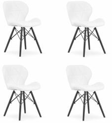 ARTOOL Set 4 scaune stil scandinav, Artool, Lago, piele ecologica, lemn, alb si negru, 47.5x52x74 cm (3744_1S)