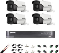 Hikvision Kit supraveghere ultraprofesional Hikvision 4 camere 8MP 4K, 80 IR, accesorii incluse, live internet (201901014263) - esell