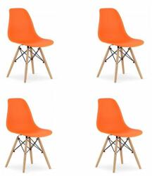 ARTOOL Set 4 scaune stil scandinav, Artool, Osaka, PP, lemn, portocaliu si natur, 46x54x81 cm (3608_1S)