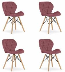ARTOOL Set 4 scaune stil scandinav, Artool, Lago, catifea, lemn, roz inchis, 47x52x74 cm (3799_1S)