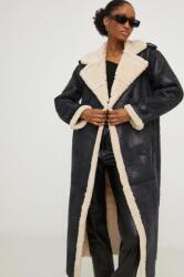 ANSWEAR palton femei, culoarea negru, de tranzitie, oversize BMYX-KPD02L_99X
