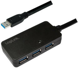 LogiLink USB 3.0 aktív átjátszó kábel 4-port elosztóval, 10m (UA0262)