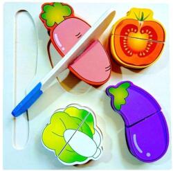  Set de jucarie pentru copii cu 4 legume de taiat, cutit si tocator, multicolor (NBNGJ2738)