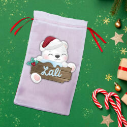 Partikellékek Egyedi névre szóló Mikulás zsák - Jegesmedve