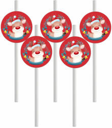 Partikellékek Piros Rénszarvas szívószál 10db