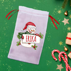 Partikellékek Egyedi névre szóló Mikulás zsák - Hóemberes