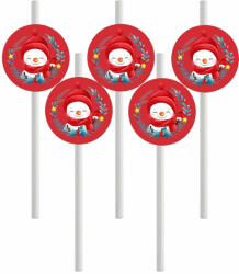 Partikellékek Piros Hóember szívószál 10db