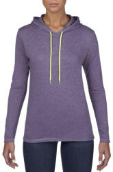 Anvil Női kapucnis póló, Anvil ANL887, hosszú ujjú, karcsusított, Heather Purple/Neon Yellow-XL