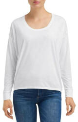 Anvil Hosszú ujjú Női póló, Anvil ANL34PV, széles kerek nyakkivágással, White-L