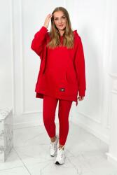 FiatalDivat Pamut szett hőszigetelt pulóverből és leggingsből, modell 9618 piros (HK25926)